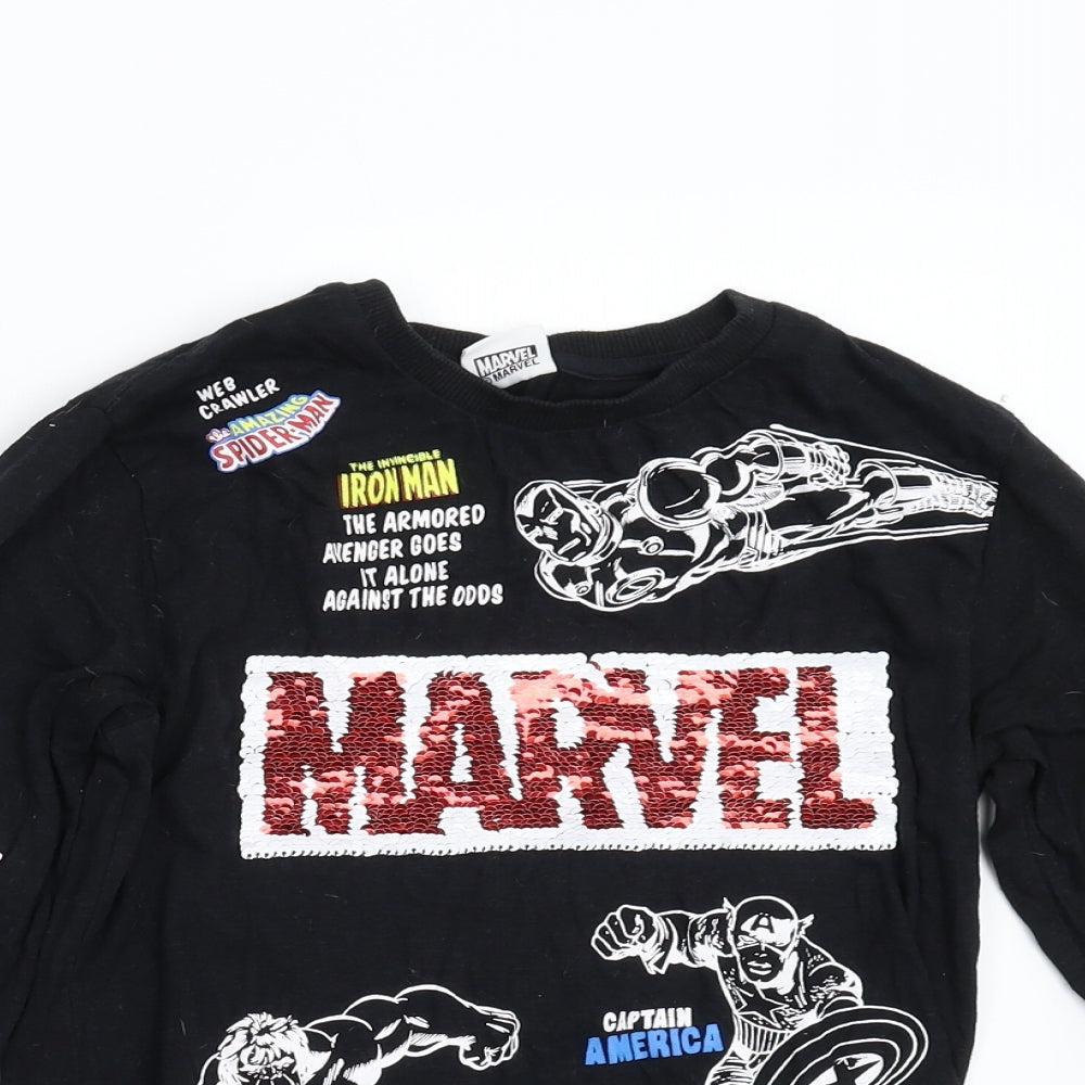 NEXT Boys Black   Basic T-Shirt Size 8 Years  - Marvel