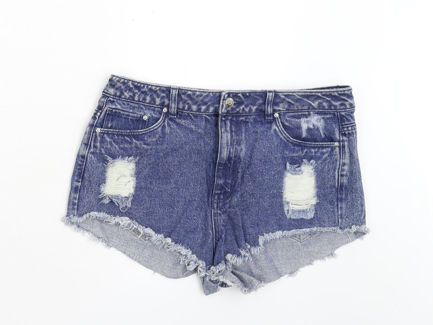H&M Womens Blue  Denim Hot Pants Shorts Size 14