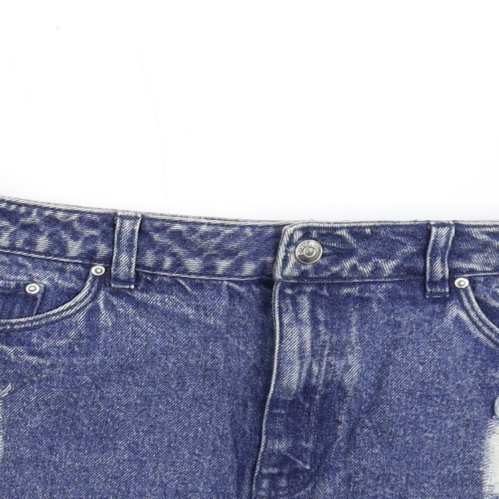 H&M Womens Blue  Denim Hot Pants Shorts Size 14