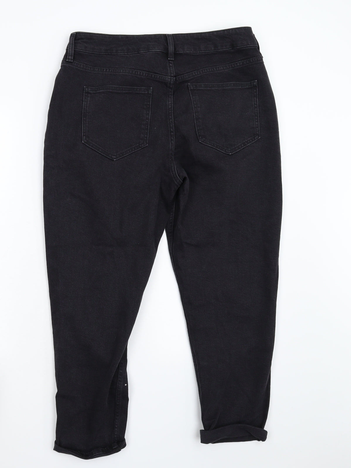 F&F Womens Black  Denim Tapered Jeans Size 14 L27 in
