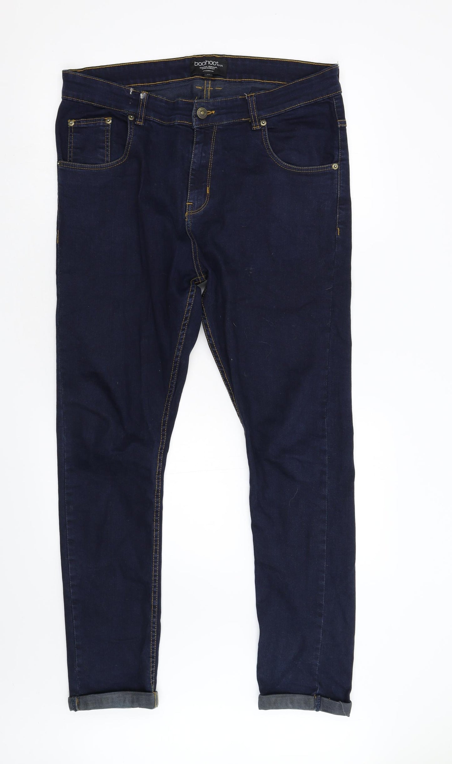 Boohoo Man Mens Blue  Denim Straight Jeans Size 36 L30 in