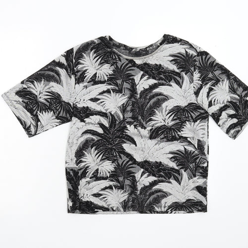 Topshop Womens Grey Floral  Basic T-Shirt Size 8