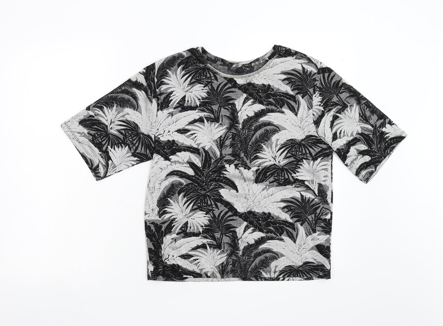 Topshop Womens Grey Floral  Basic T-Shirt Size 8