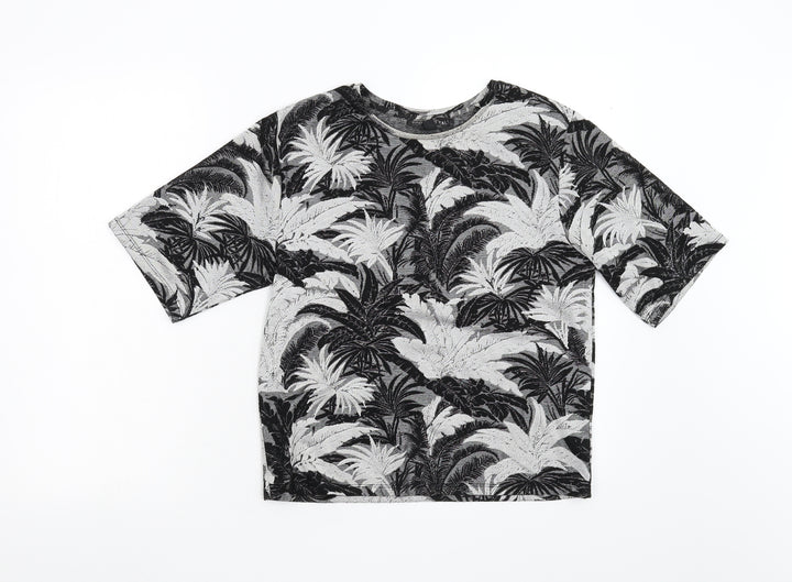 Topshop Womens Grey Floral Basic T-Shirt Size 8