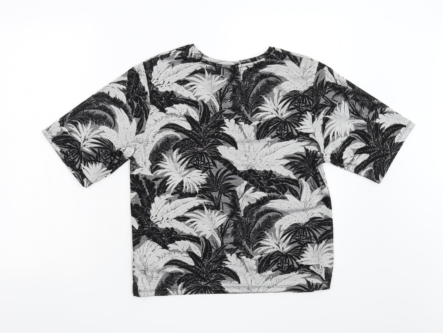 Topshop Womens Grey Floral  Basic T-Shirt Size 8