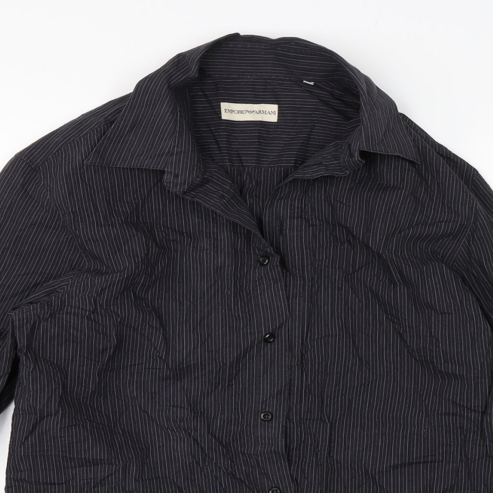 Emporio Armani Womens Grey Striped  Basic Button-Up Size L