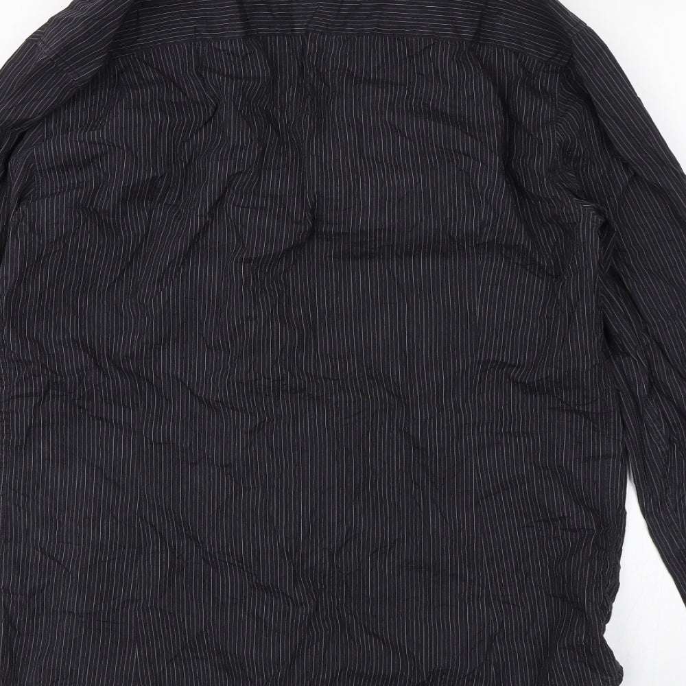 Emporio Armani Womens Grey Striped  Basic Button-Up Size L