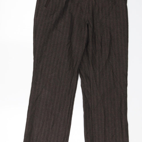 M&S Womens Brown Striped  Dress Pants Trousers Size 12 L26 in