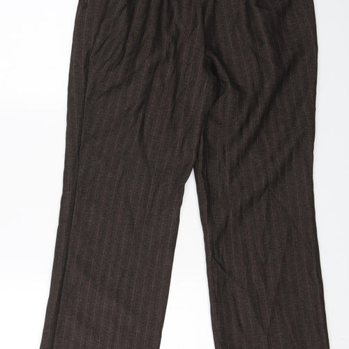 M&S Womens Brown Striped  Dress Pants Trousers Size 12 L26 in