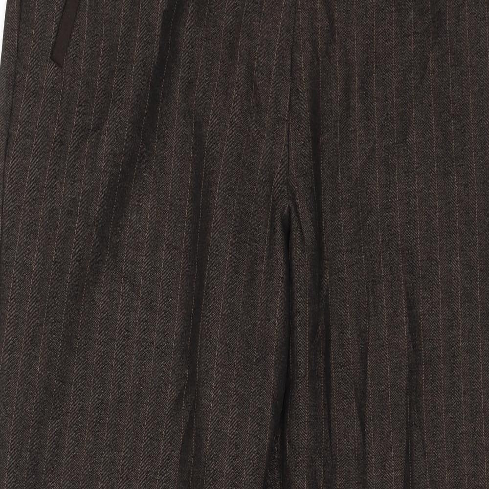 M&S Womens Brown Striped  Dress Pants Trousers Size 12 L26 in