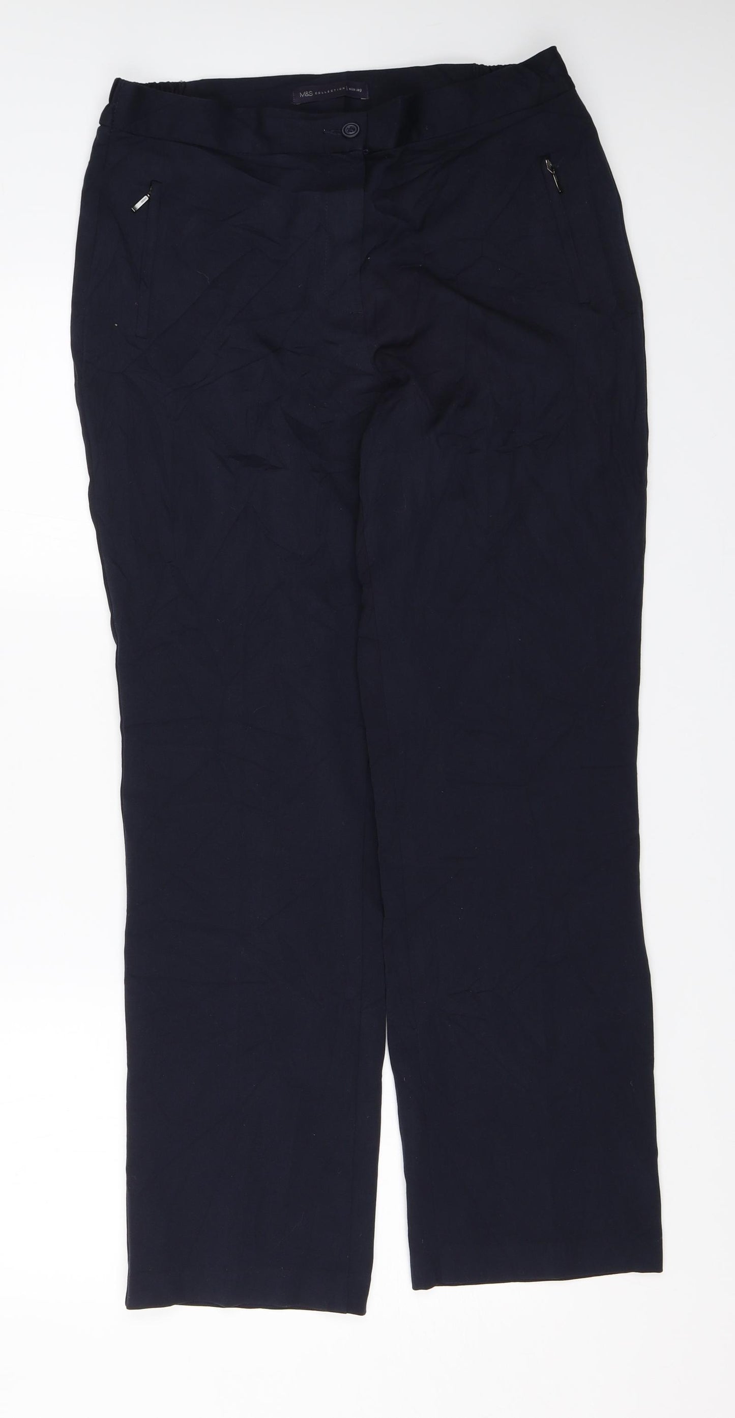 M&S Womens Blue   Dress Pants Trousers Size 12 L28 in