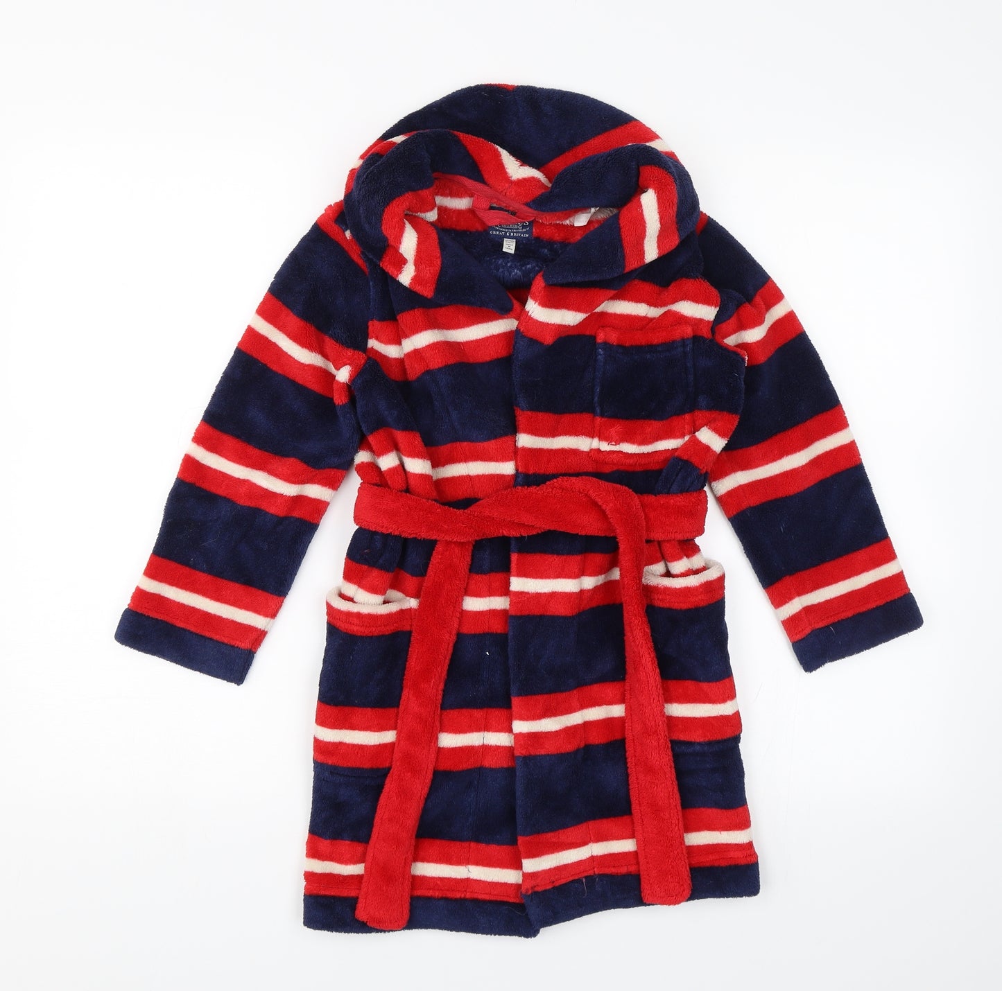Joules Boys Red Striped   Robe Size 5-6 Years