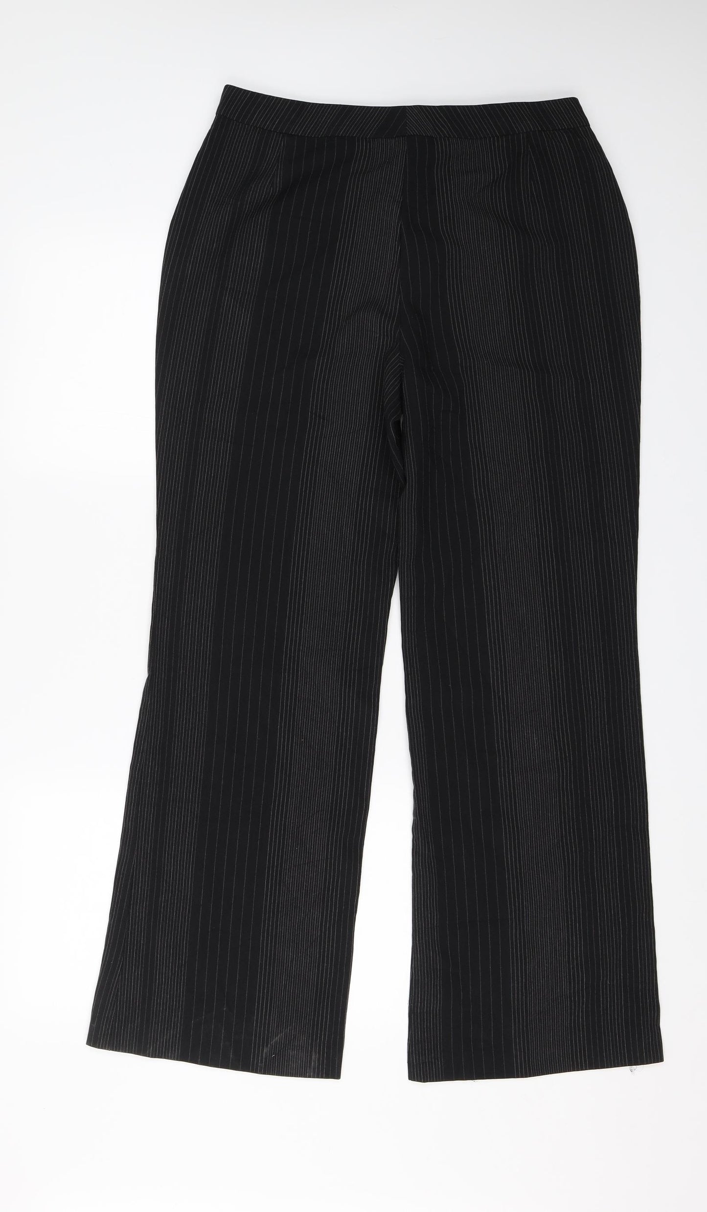 Marks and Spencer Womens Black Striped  Dress Pants Trousers Size 14 L28 in