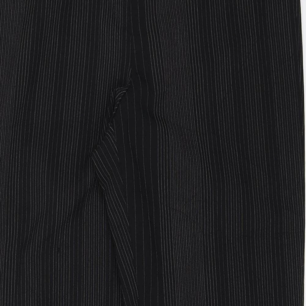 Marks and Spencer Womens Black Striped  Dress Pants Trousers Size 14 L28 in