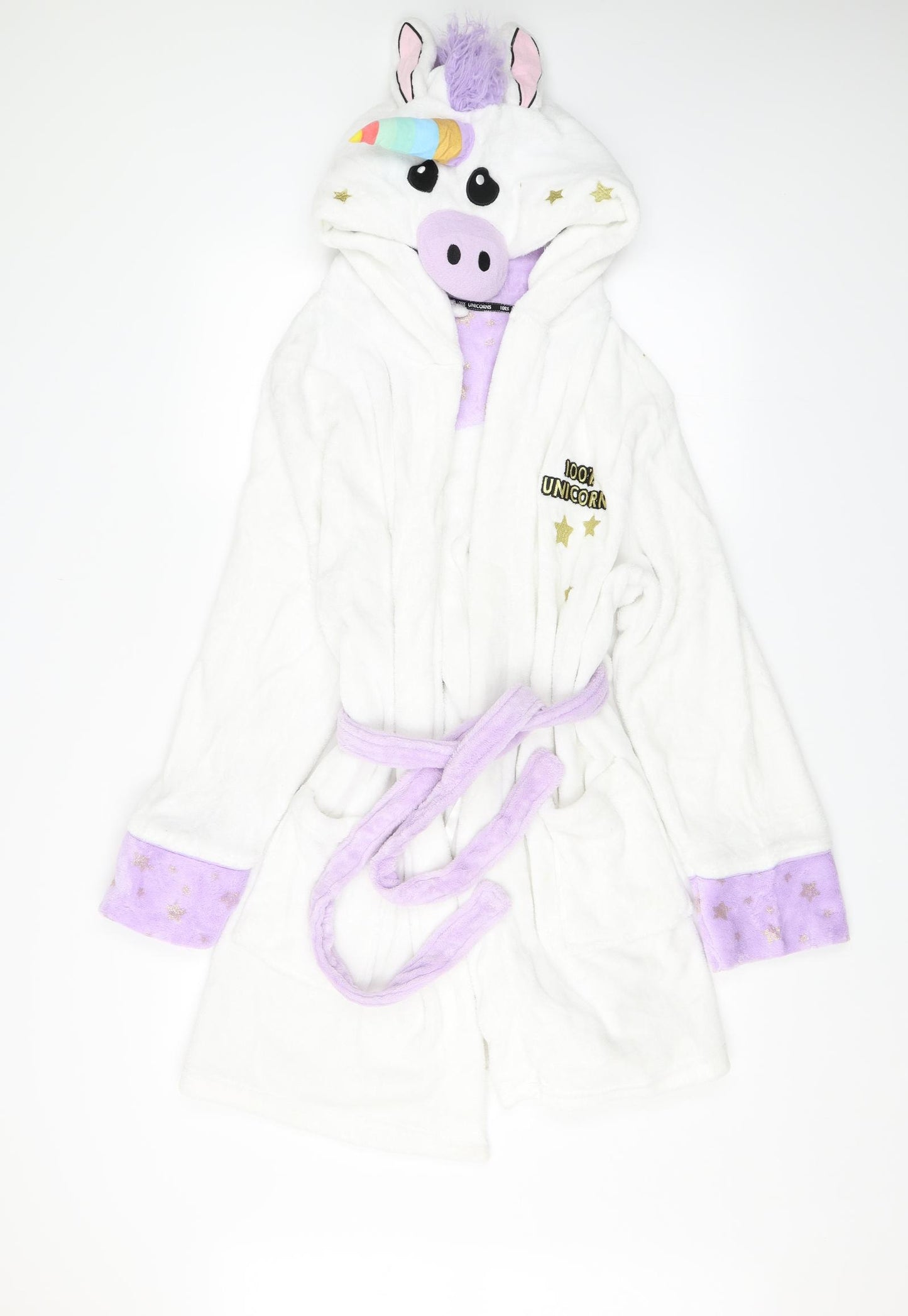 Love to Lounge Womens White Solid  Top Robe Size L  - Unicorn