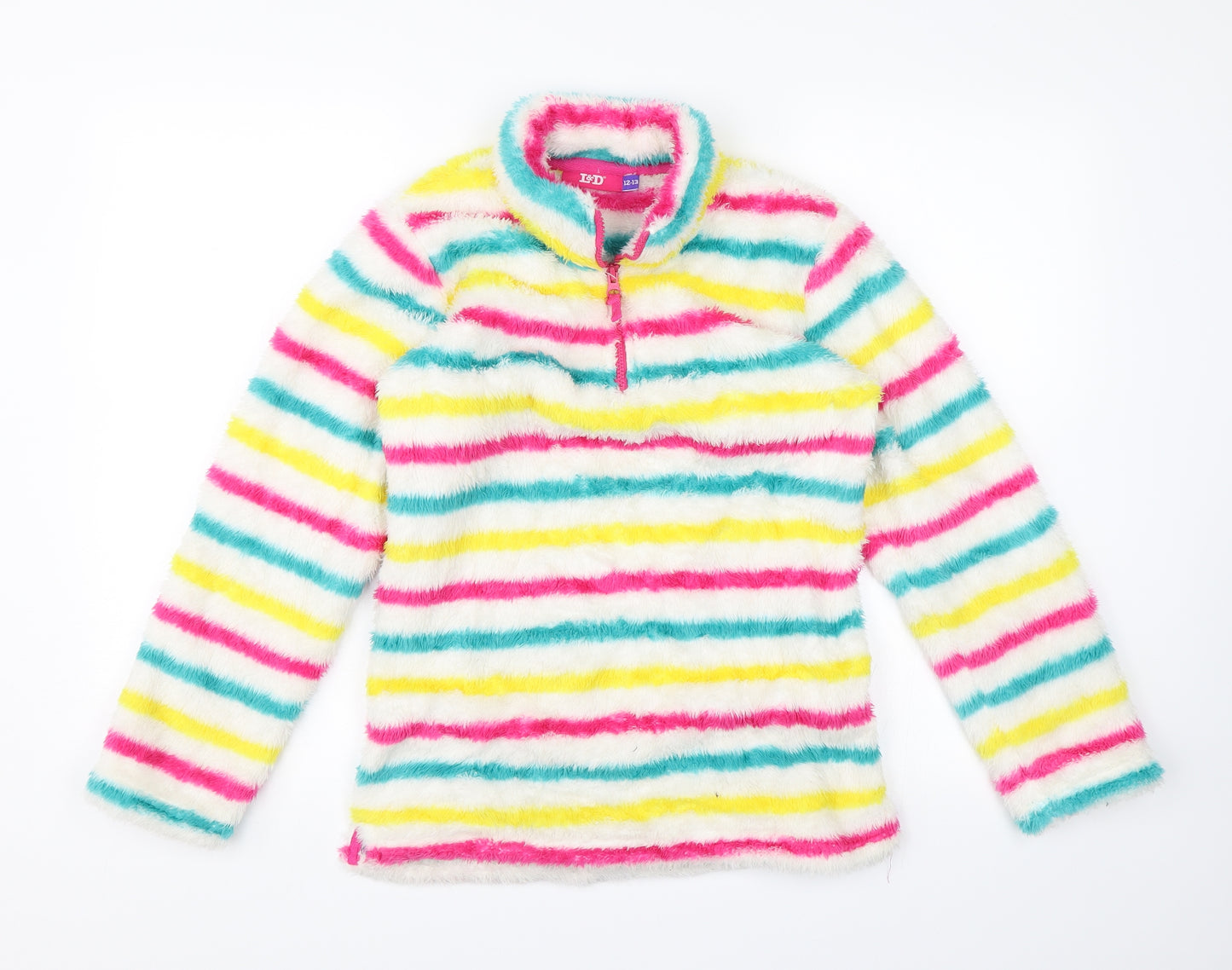 L&D Girls Multicoloured Striped  Pullover Jumper Size 12-13 Years