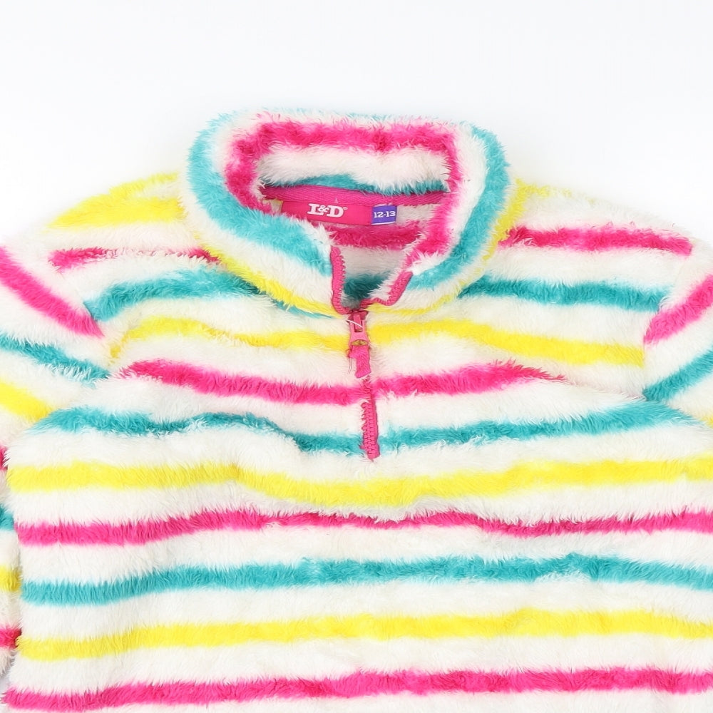 L&D Girls Multicoloured Striped  Pullover Jumper Size 12-13 Years