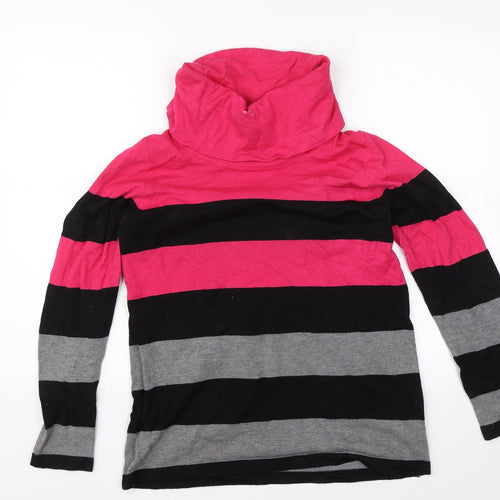 Isle Womens Pink Striped  Pullover Jumper Size S