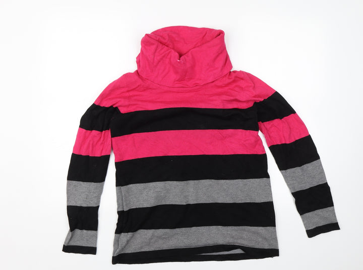 Isle Womens Pink Striped  Pullover Jumper Size S