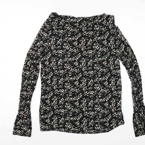 ESMARA Womens Black Floral  Basic Blouse Size S