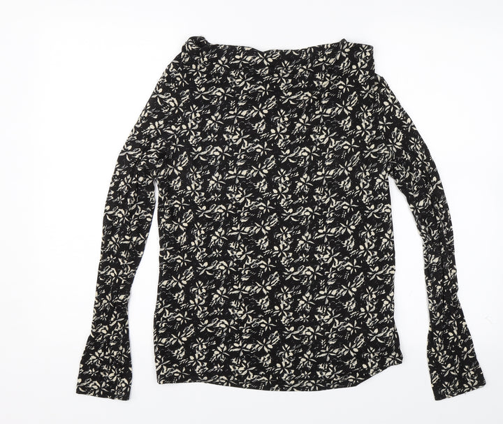 ESMARA Womens Black Floral  Basic Blouse Size S