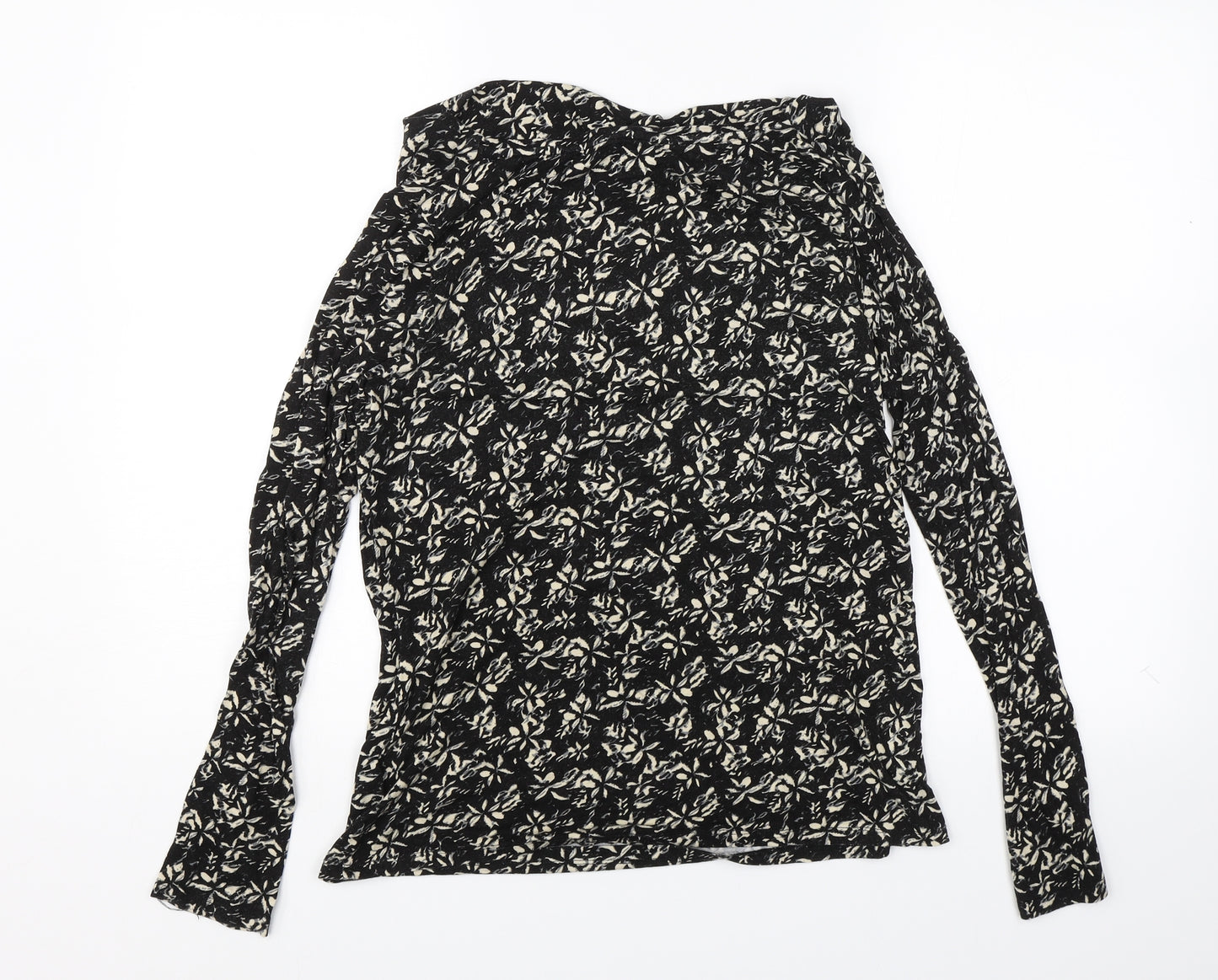 ESMARA Womens Black Floral  Basic Blouse Size S