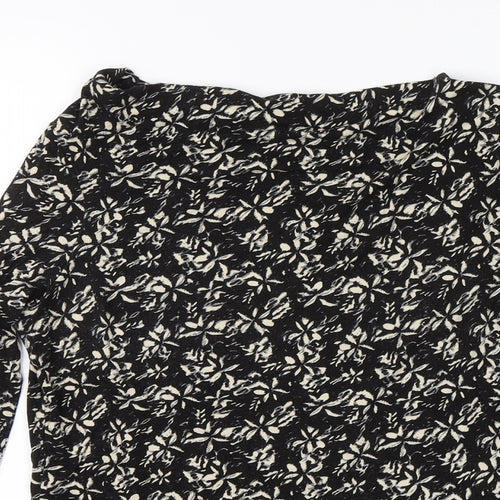 ESMARA Womens Black Floral  Basic Blouse Size S