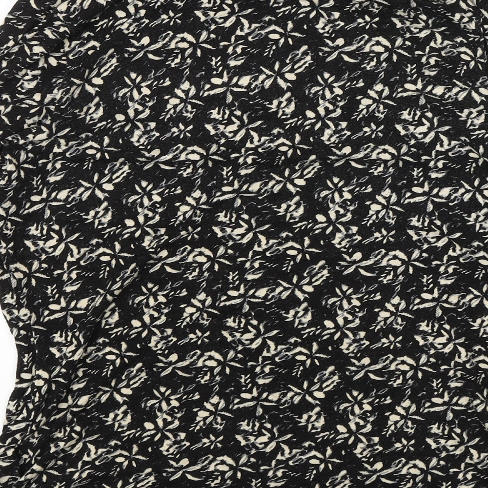 ESMARA Womens Black Floral  Basic Blouse Size S