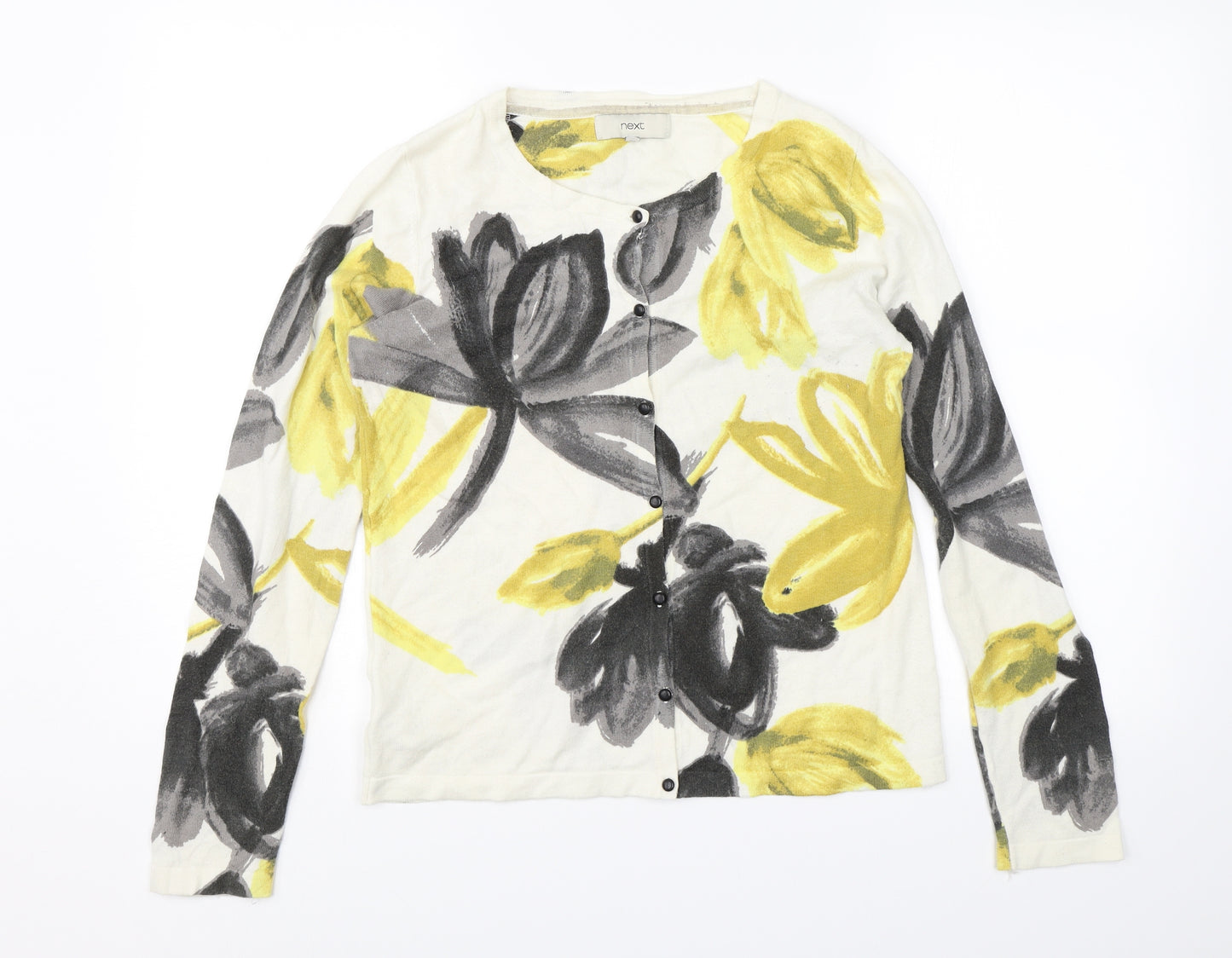 NEXT Womens White Floral  Cardigan Jumper Size 10