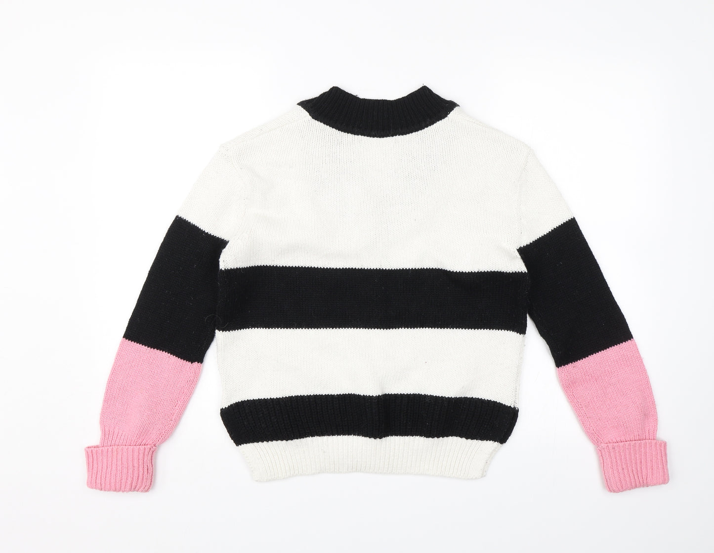 M&S Womens White Striped  Pullover Jumper Size S
