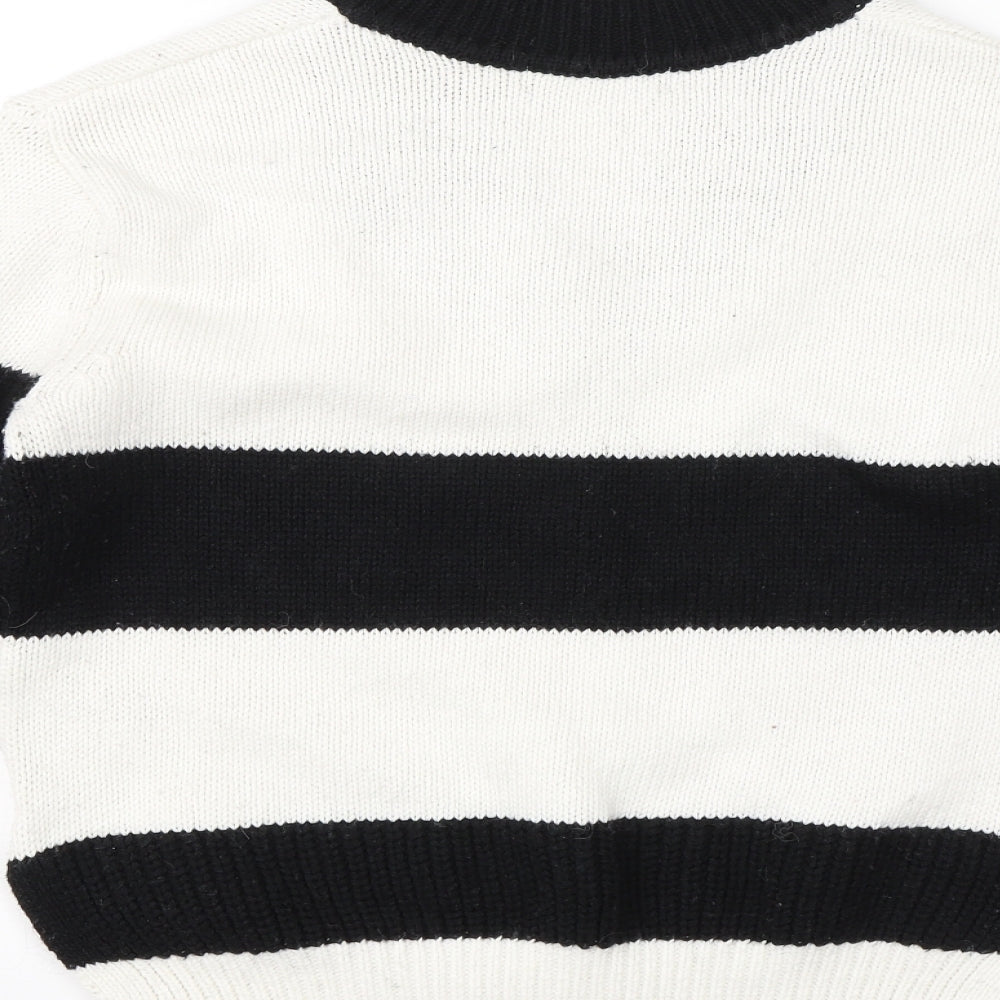 M&S Womens White Striped  Pullover Jumper Size S