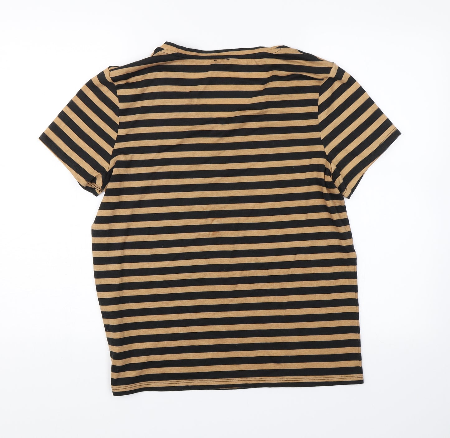 Pimkle Womens Black Striped  Basic T-Shirt Size L