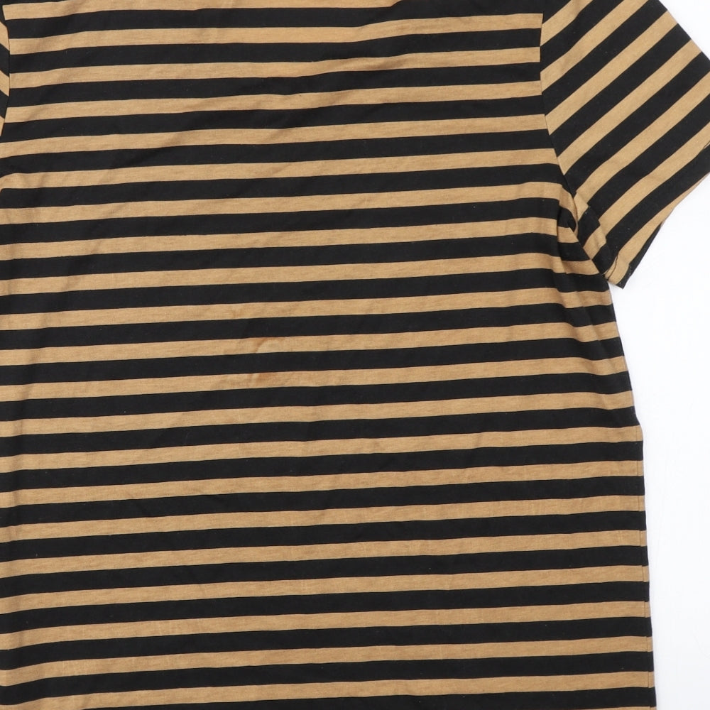 Pimkle Womens Black Striped  Basic T-Shirt Size L