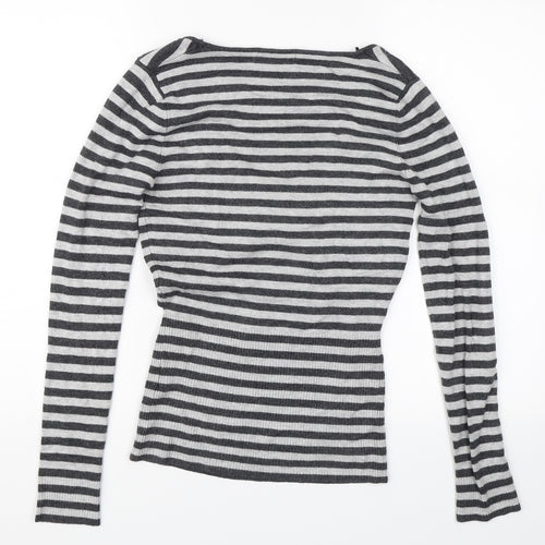 Jane Norman Womens Grey Striped  Basic Blouse Size 12