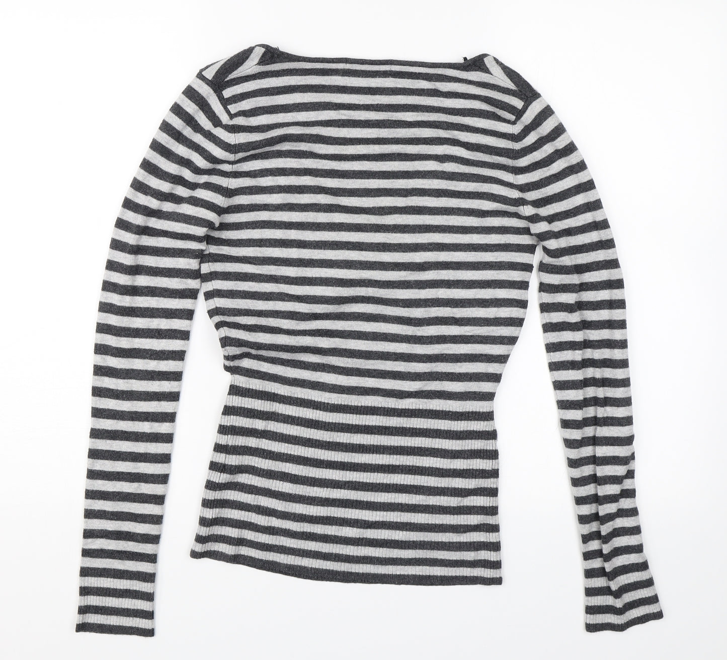 Jane Norman Womens Grey Striped  Basic Blouse Size 12