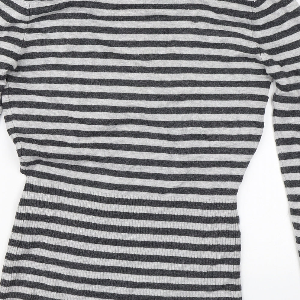 Jane Norman Womens Grey Striped  Basic Blouse Size 12