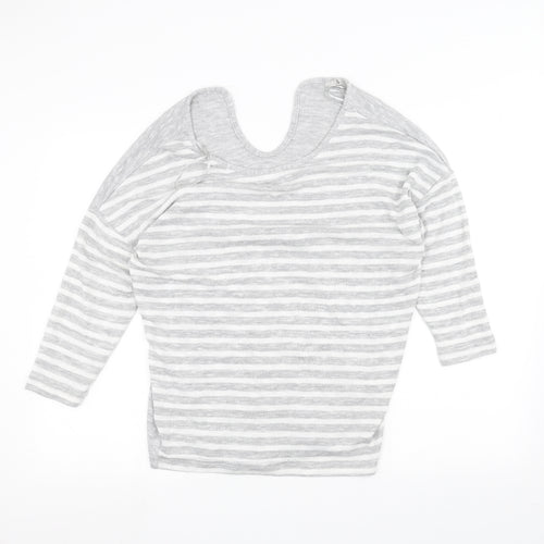 TU Womens Grey Striped  Basic T-Shirt Size 14