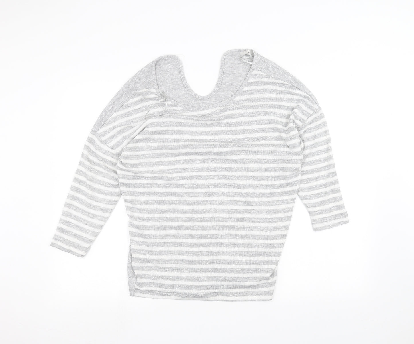 TU Womens Grey Striped  Basic T-Shirt Size 14