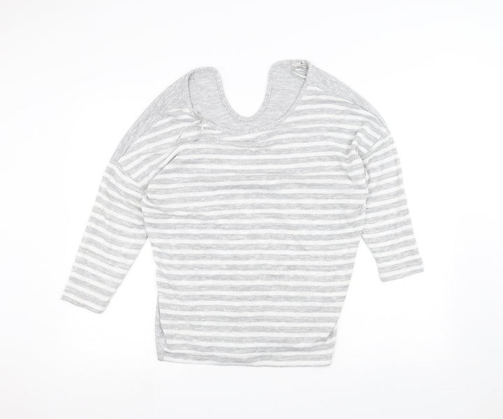 TU Womens Grey Striped  Basic T-Shirt Size 14