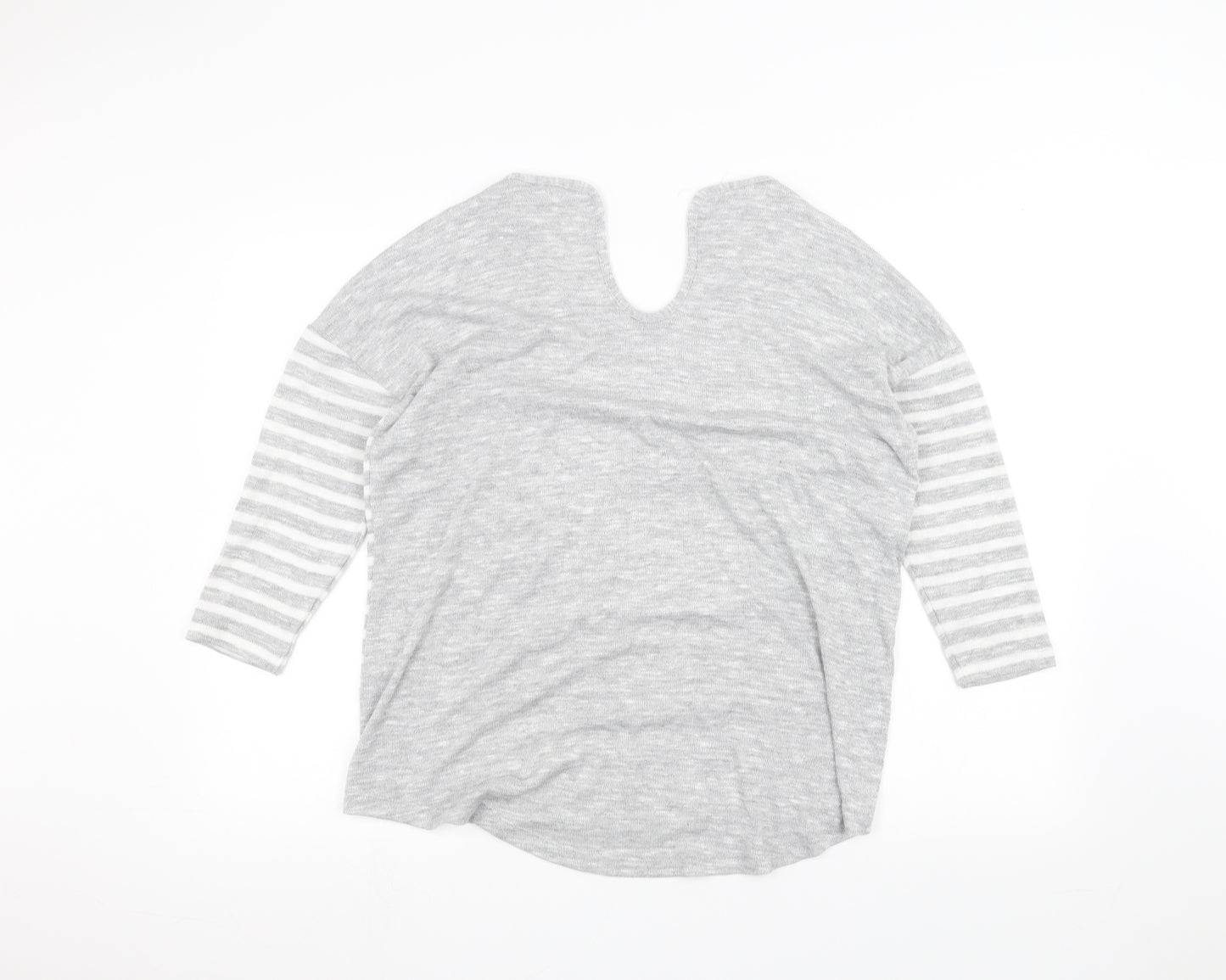 TU Womens Grey Striped  Basic T-Shirt Size 14