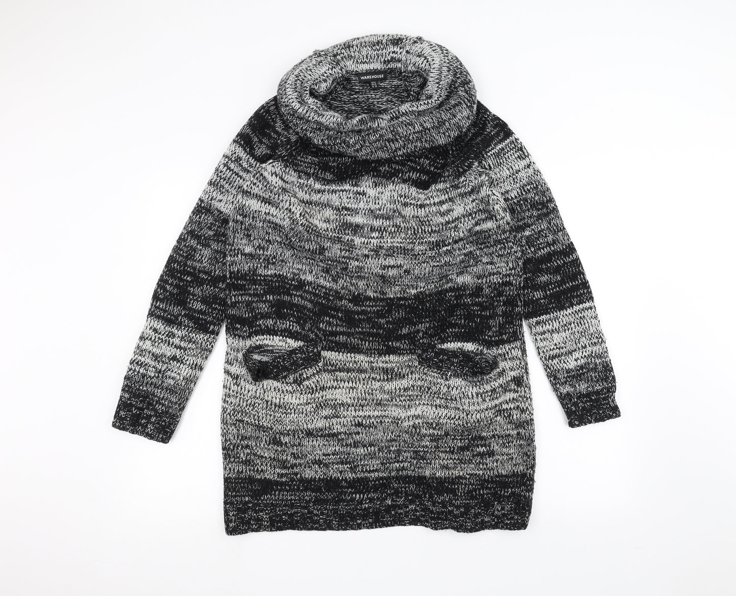 Warehouse Womens Black Striped  Pullover Jumper Size 12
