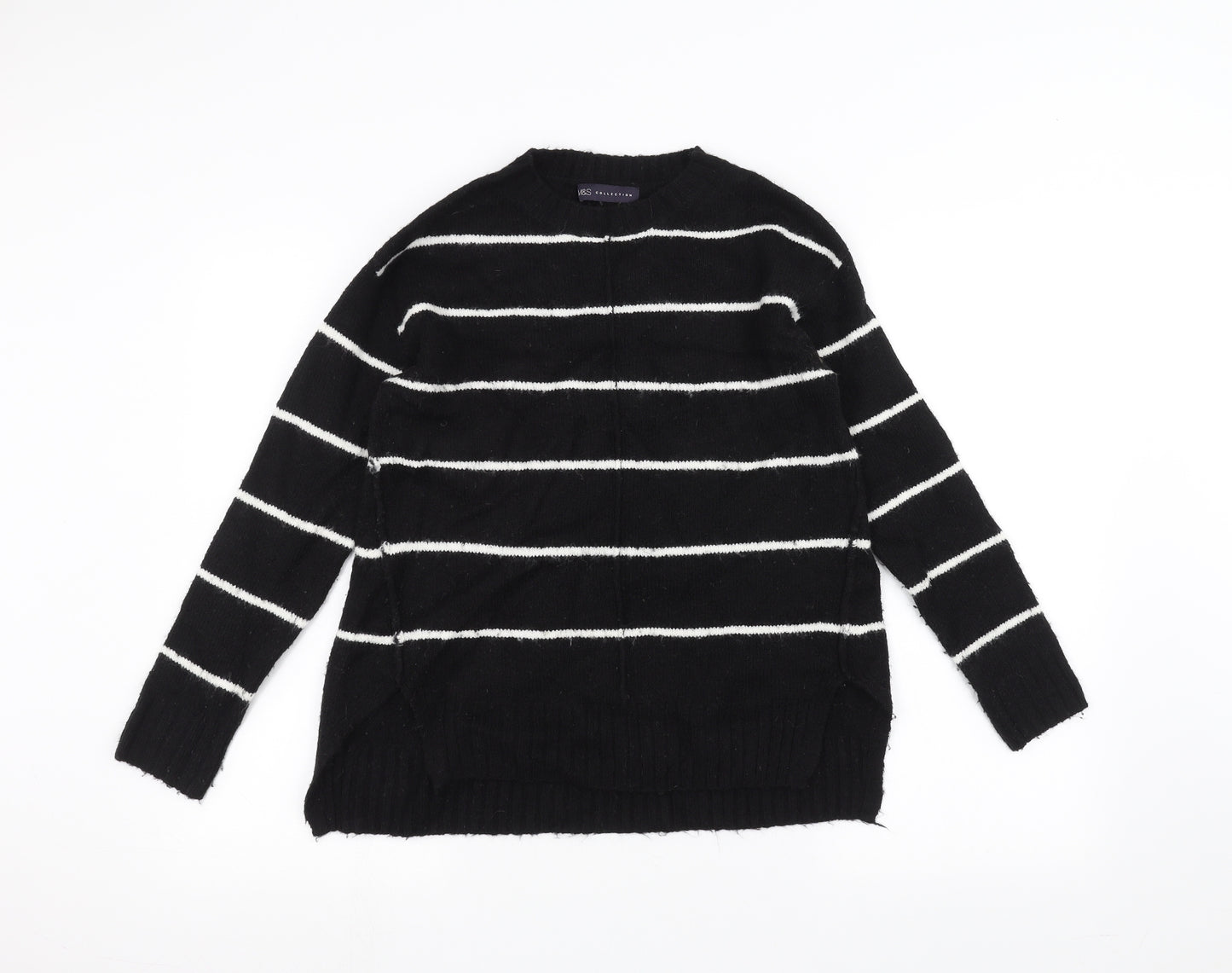 Marks and Spencer Womens Black Striped  Pullover Jumper Size S