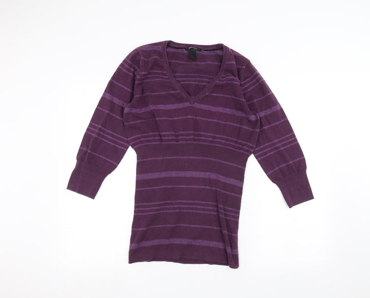 H&M Womens Purple Striped  A-Line  Size L