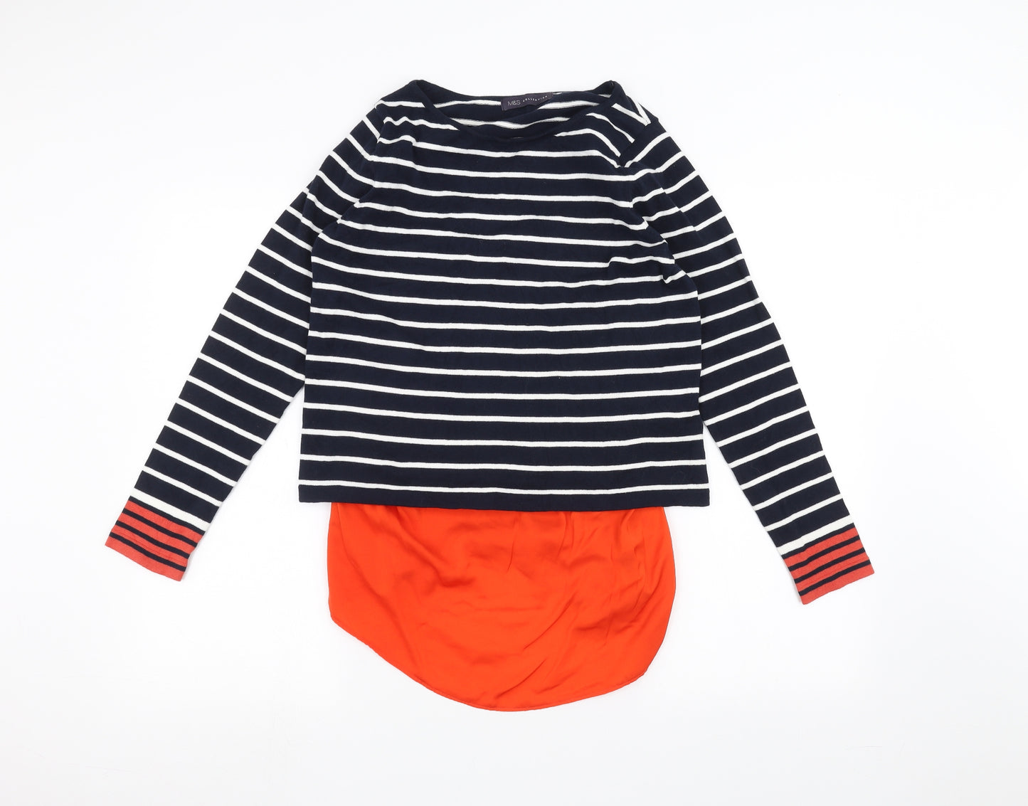 Marks and Spencer Womens Blue Striped  Pullover Jumper Size 8