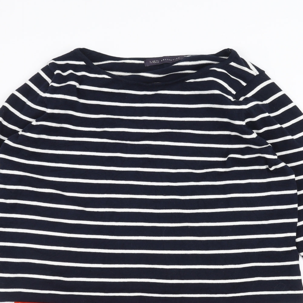 Marks and Spencer Womens Blue Striped  Pullover Jumper Size 8