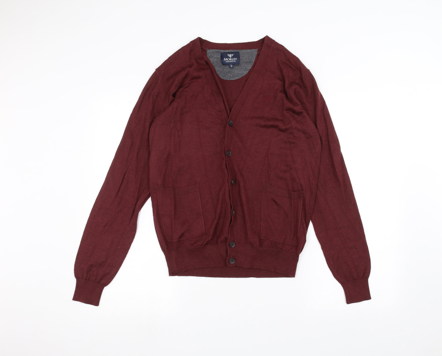 Morley Mens Red   Cardigan Jumper Size S