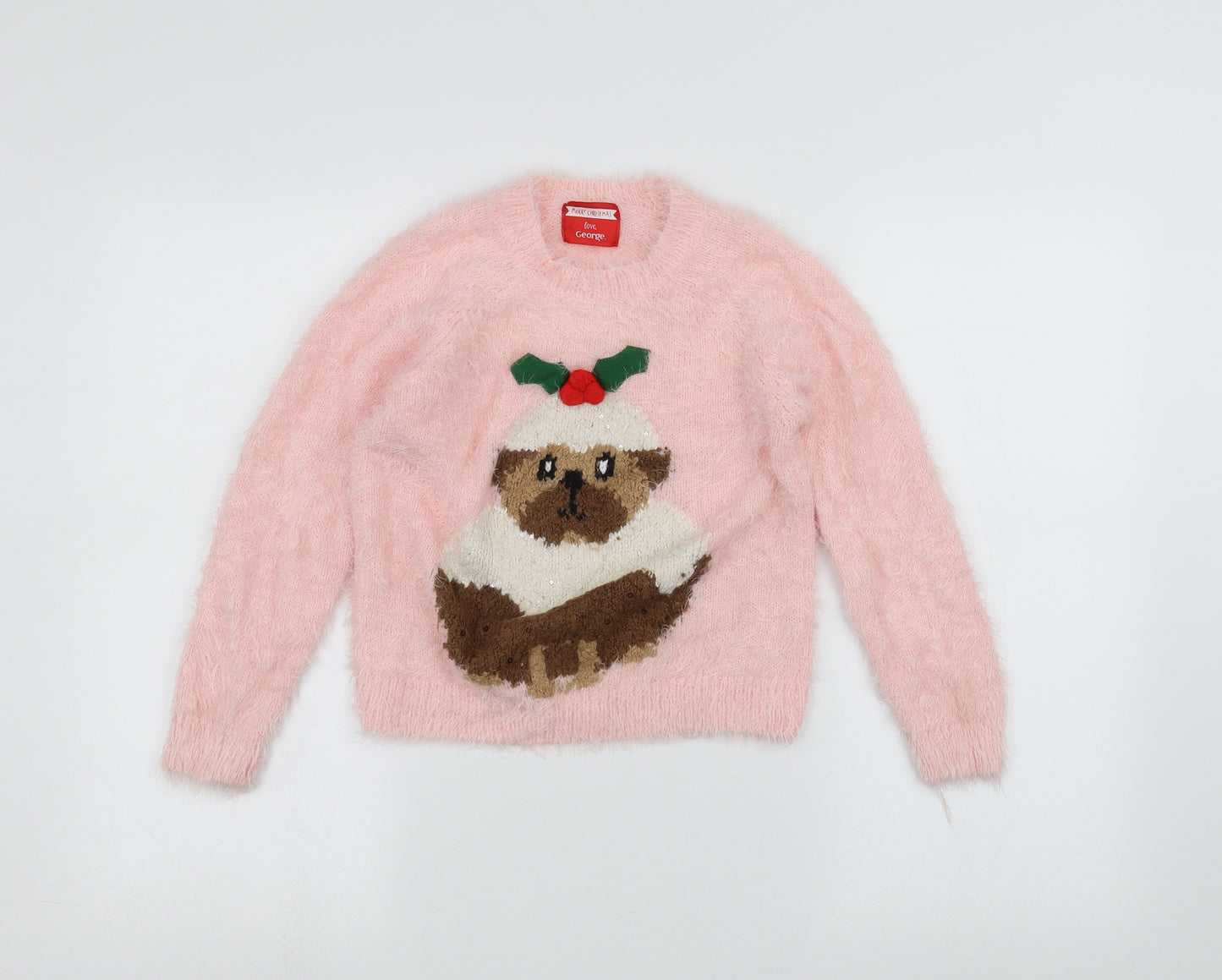 George Girls Pink   Pullover Jumper Size 8-9 Years  - Christmas