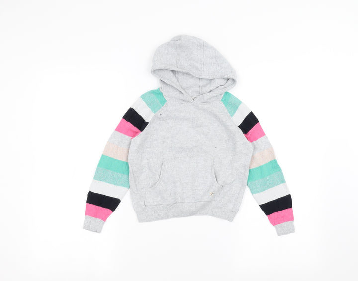 Minti Girls Grey Pullover Hoodie Size 7 Years