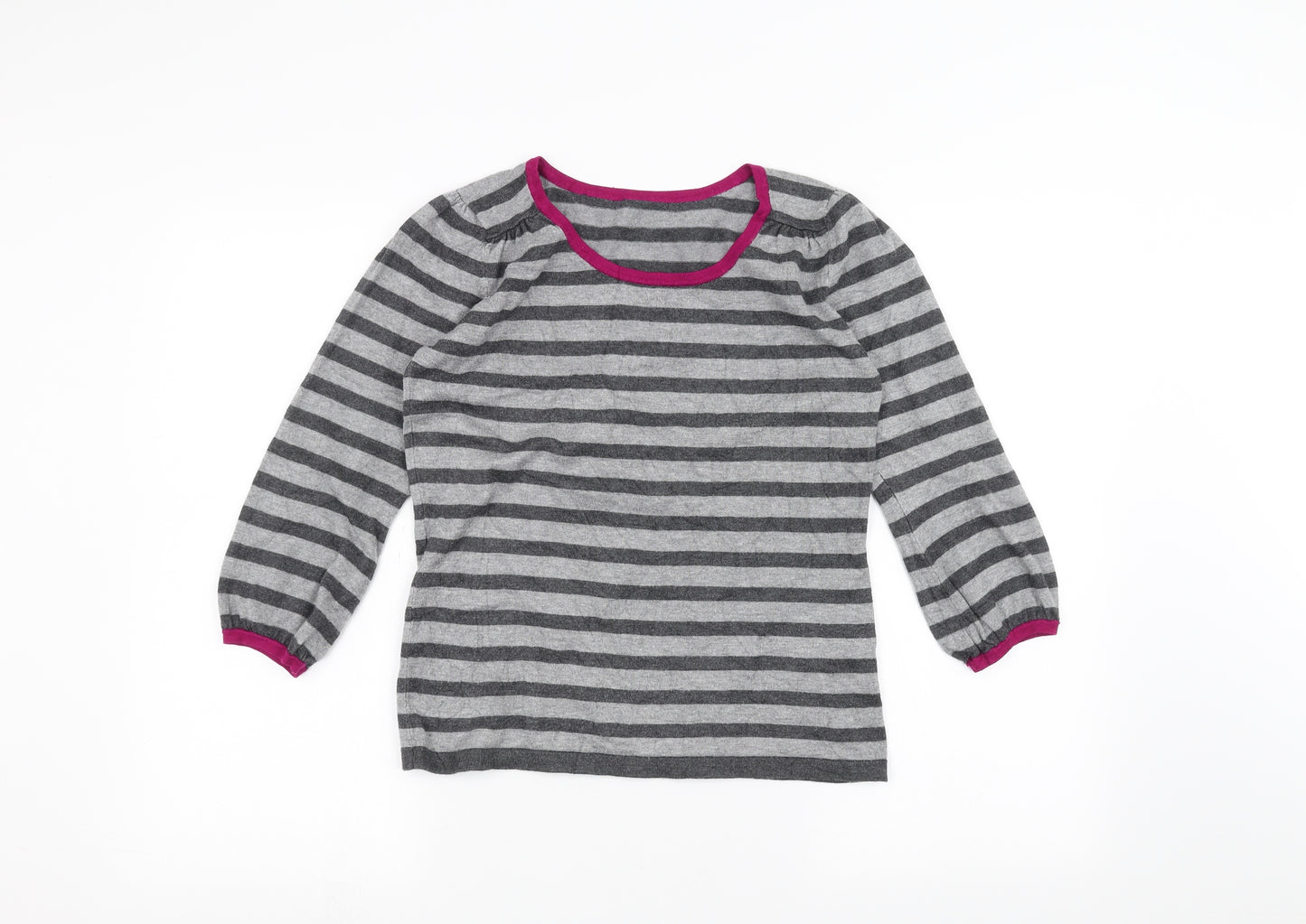 Marks and Spencer Womens Grey Striped  Pullover Jumper Size 12
