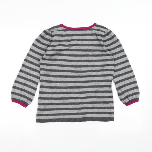 Marks and Spencer Womens Grey Striped  Pullover Jumper Size 12